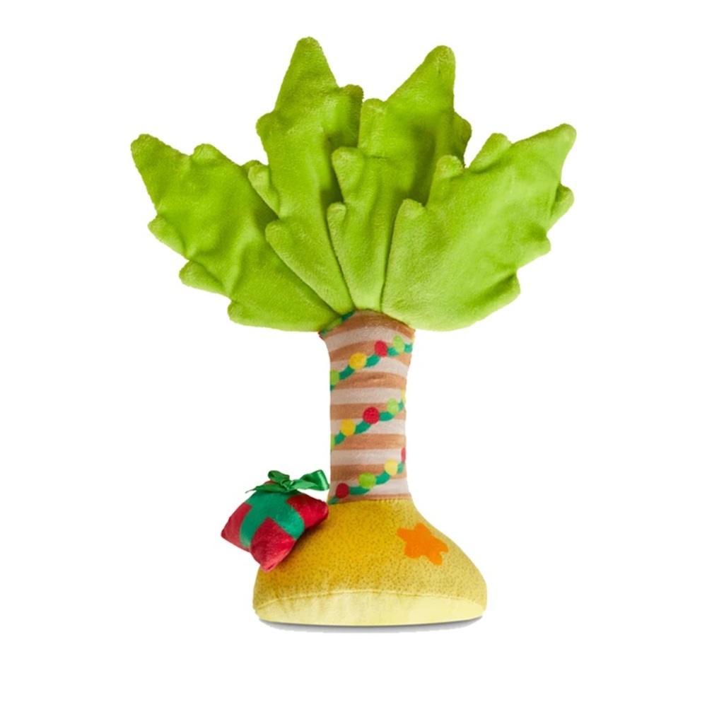 PUPBOX Holiday Palm Tree Plush Dog Toy Tropical Christmas Small